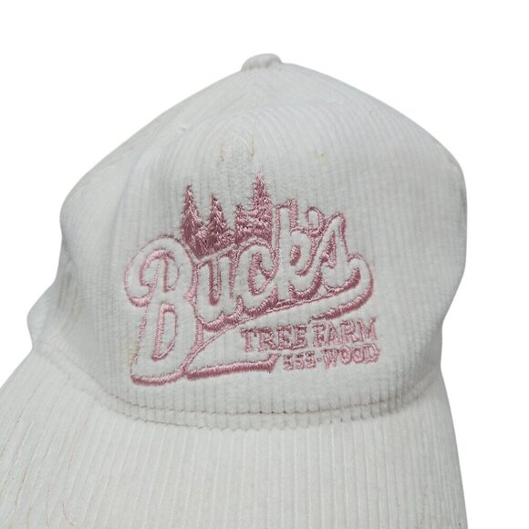 American Eagle Outfitters Bucks Tree Farm White & Pink Corduroy Trucker Hat - Picture 1 of 7